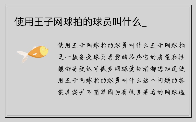 使用王子网球拍的球员叫什么_