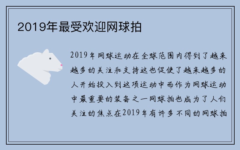 2019年最受欢迎网球拍