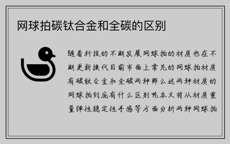 网球拍碳钛合金和全碳的区别